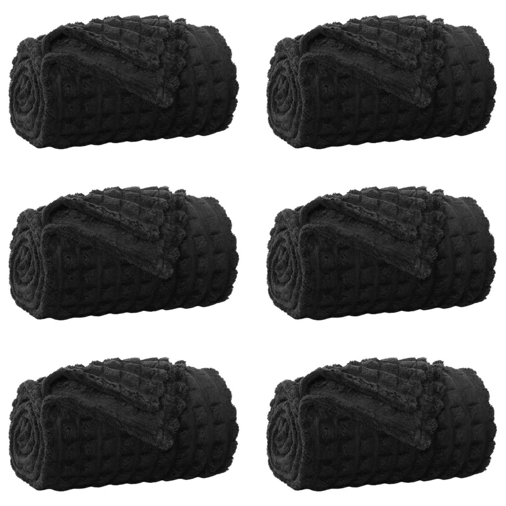 Coperte da Pile 6 pcs Nero 270 x 240 cm Panno