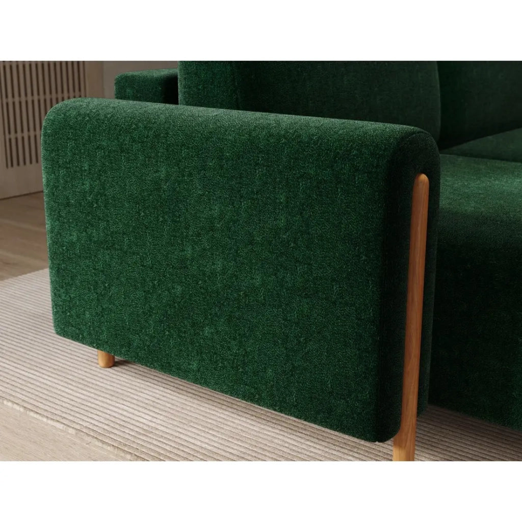 Divano ad angolo convertibile ARVESSA verde smeraldo in ciniglia – Angolo sinistro