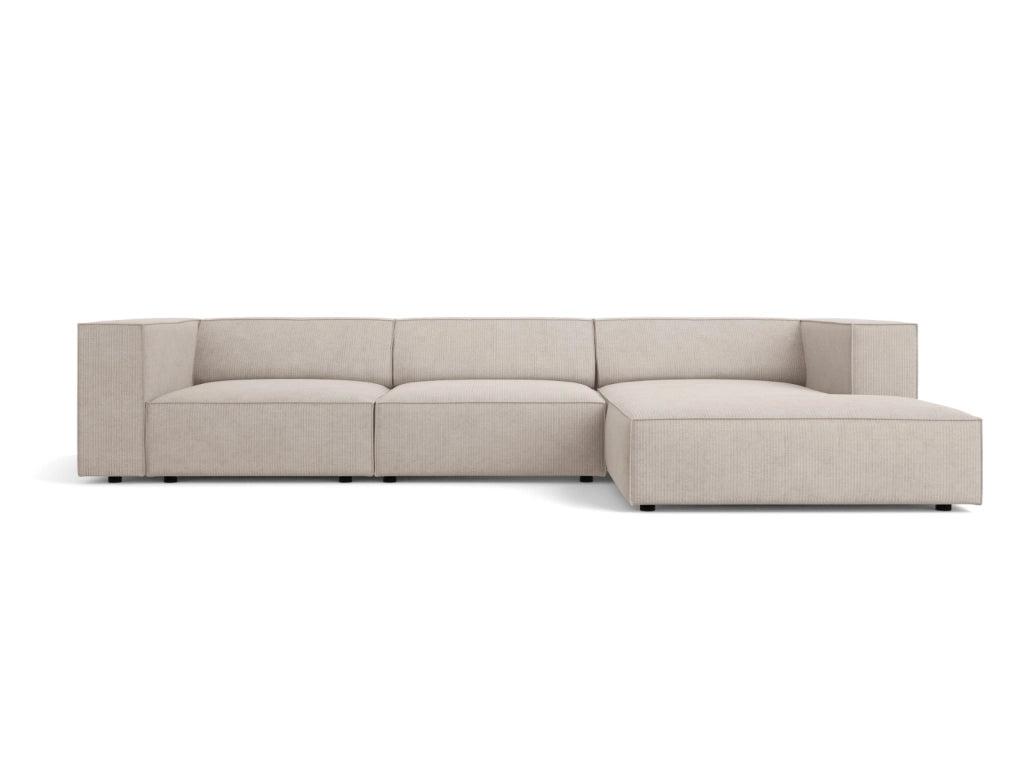 Cosmopolitan Design - Divano angolare destro "Arendal" 4 posti in ciniglia con effetto a coste beige scuro 