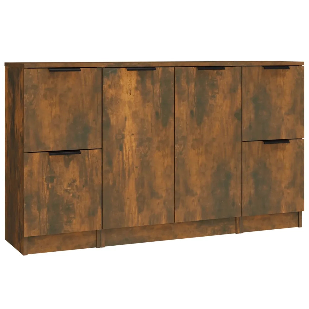 Credenze 3 pz Rovere Fumo in Legno Multistrato cod mxl 5658