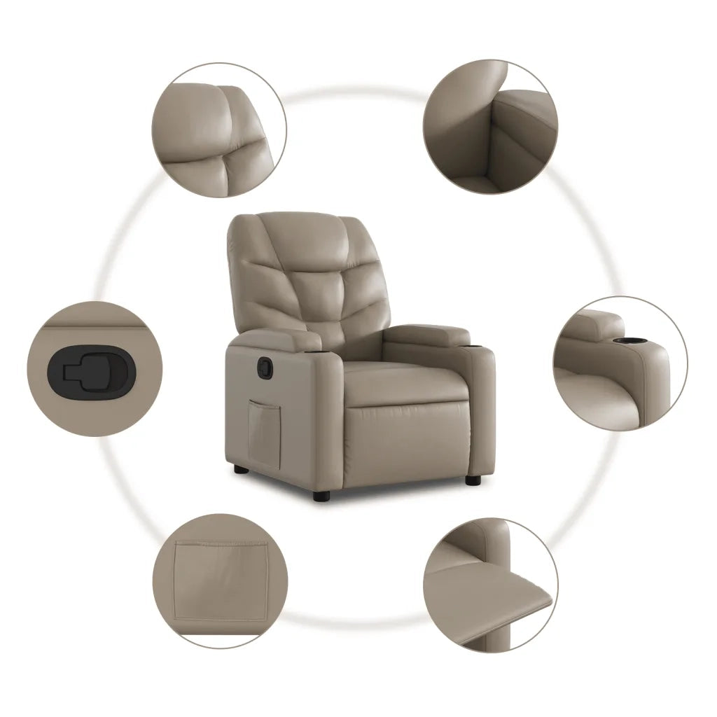 Poltrona | Sedia Relax Reclinabile Cappuccino in Similpelle