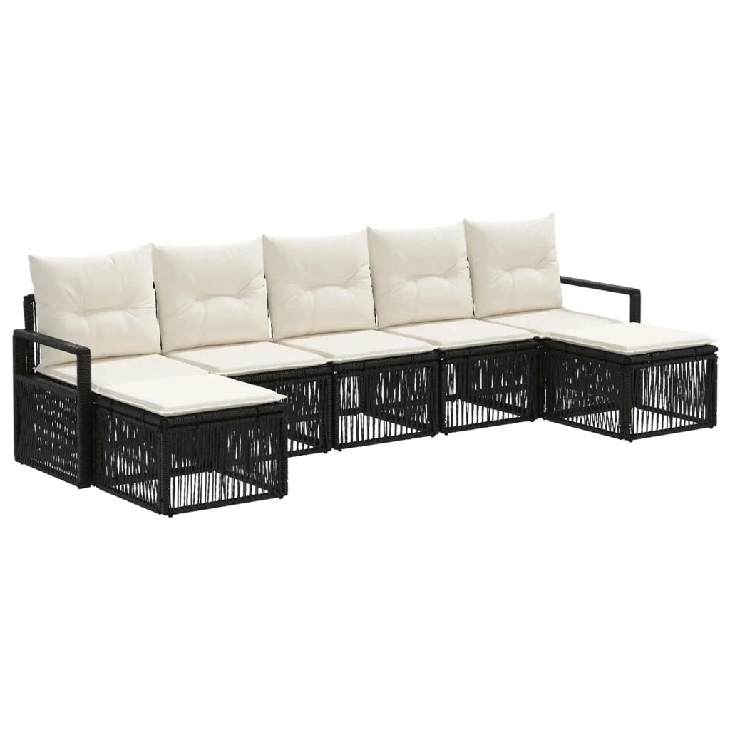 Set Divano da Giardino 7 pcs Nero polyrattan 3435796