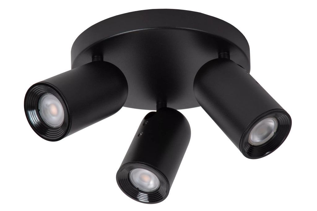 Faretto soffitto rotondo nero 3xGU10 35W Punch Lucide