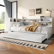 Letto 90x200 cm con testiera contenitore ed estraibile in legno bianco