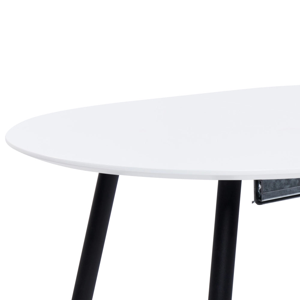 Tavolo da pranzo ovale allungabile moderno con piano in MDF e gambe in acciaio, bianco e nero 120/160 x 80 cm Rettangolare Design Moderno