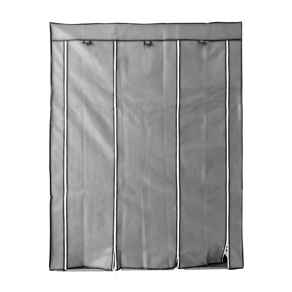 Armadio Vestiario In Tessuto Con Ante Con Cerniera Nyana Home Misure 170x130x45cm Grigio
