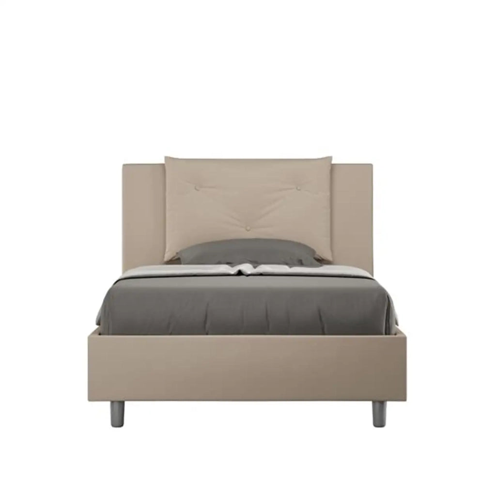 Letto una piazza e mezza senza rete imbottito 120x210 similpelle tortora Appia