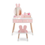 Toeletta per bambini 78 x 37 x 110 cm design 2 in 1 con specchio infrangibile e pratico contenitore in MDF rosa 20_0017283