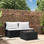 Set Divani da Giardino 3 pz con Cuscini Nero in Polyrattan 319739