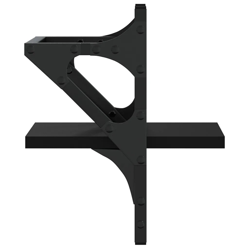 2 pz Mensole da Parete | Scaffali a Parete | Ripiano a parete con Aste Nere 20x25x30 cm