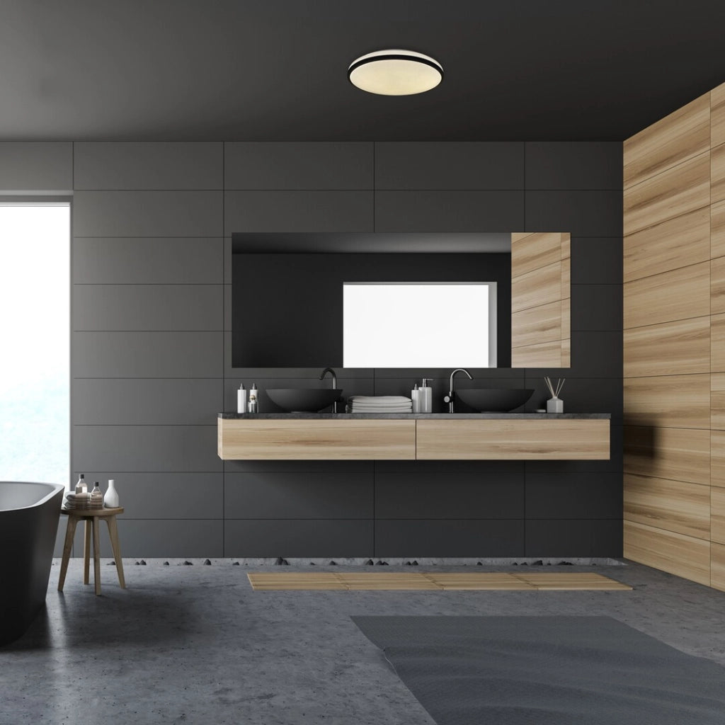 Plafoniera bagno tonda 33cm LED 18W nera IP44 Rabalux
