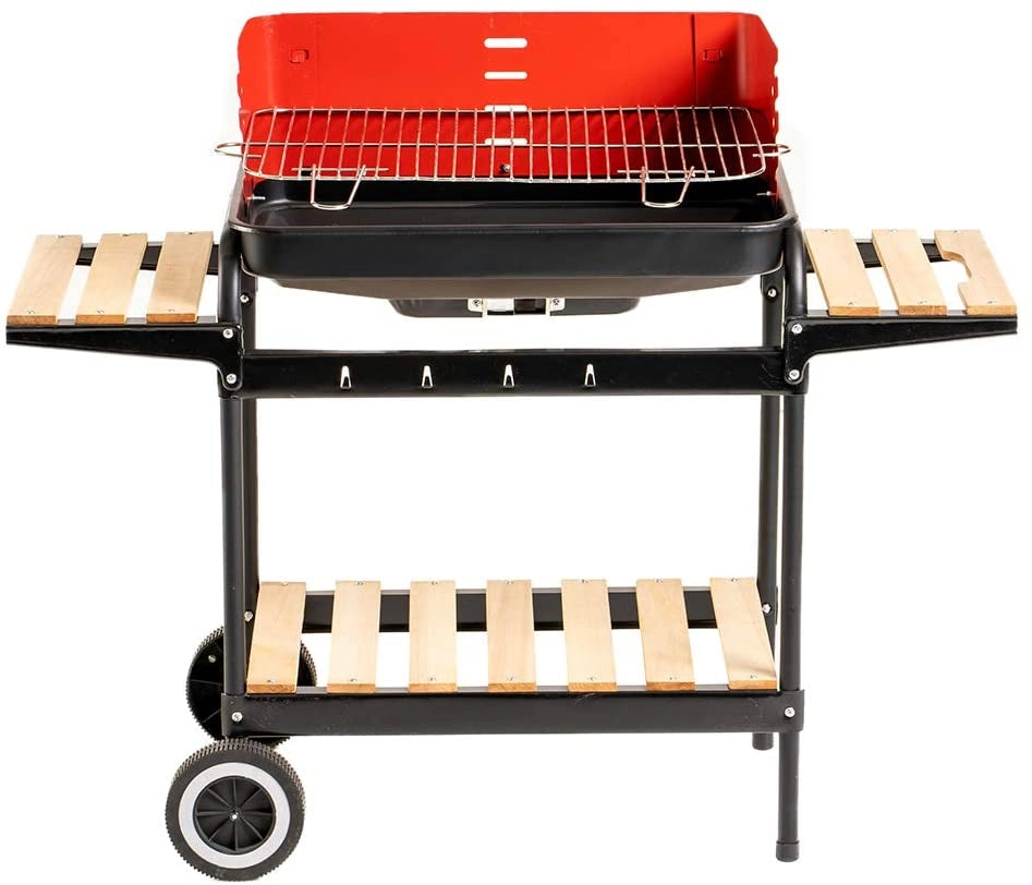 MAURY'S BARBECUE RETTANGOLARE CON RIPIANI IN LEGNO 85 X 45 X 105 CM