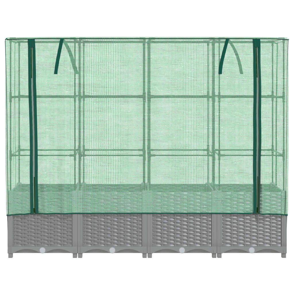 Aiuola rialzata/fioriera con copertura effetto rattan 160 x 40 x 138 cm grigio chiaro 02_0038754