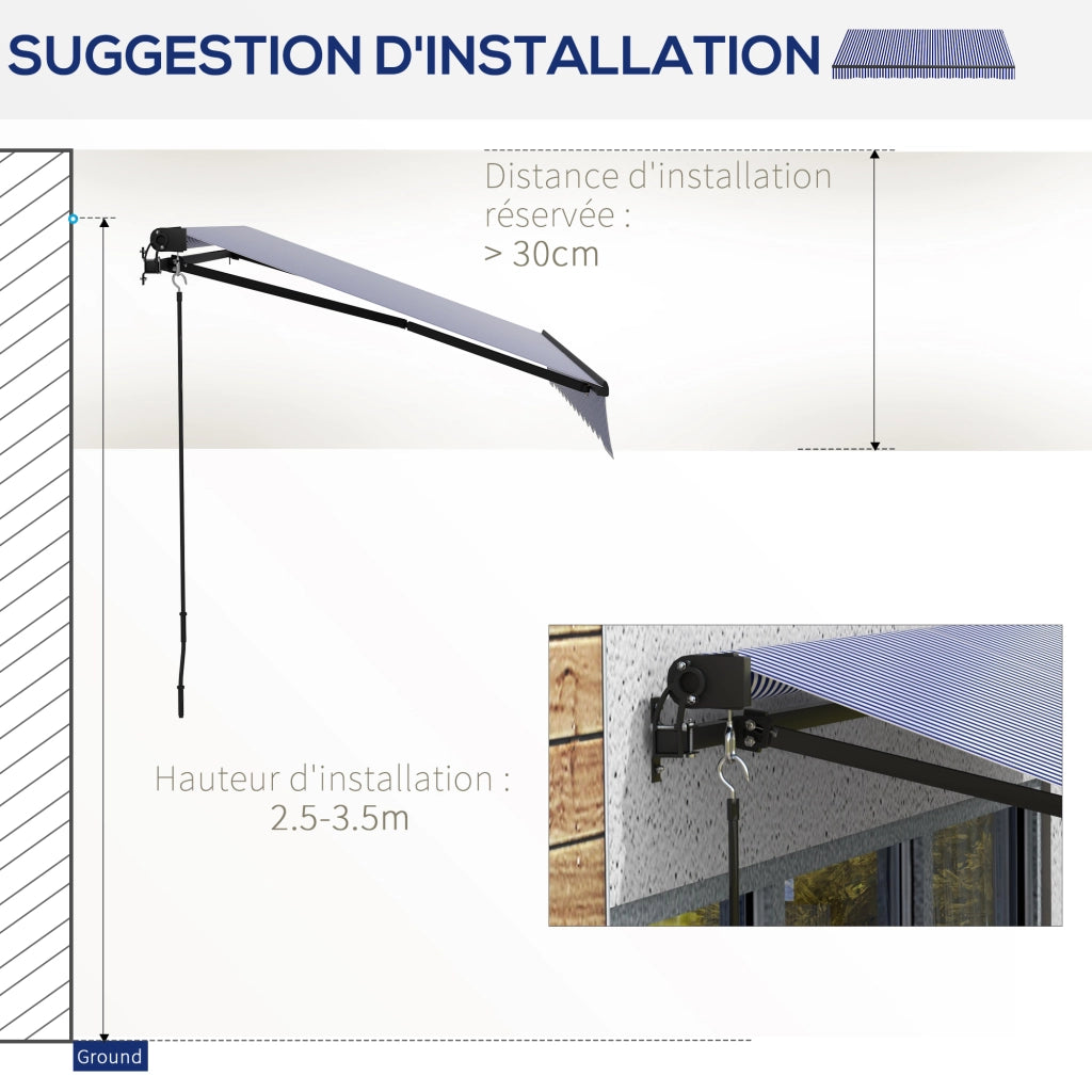 Tenda da sole retrattile manuale con manovella ¨C Xylo ¨C alluminio poliestere blu bianco