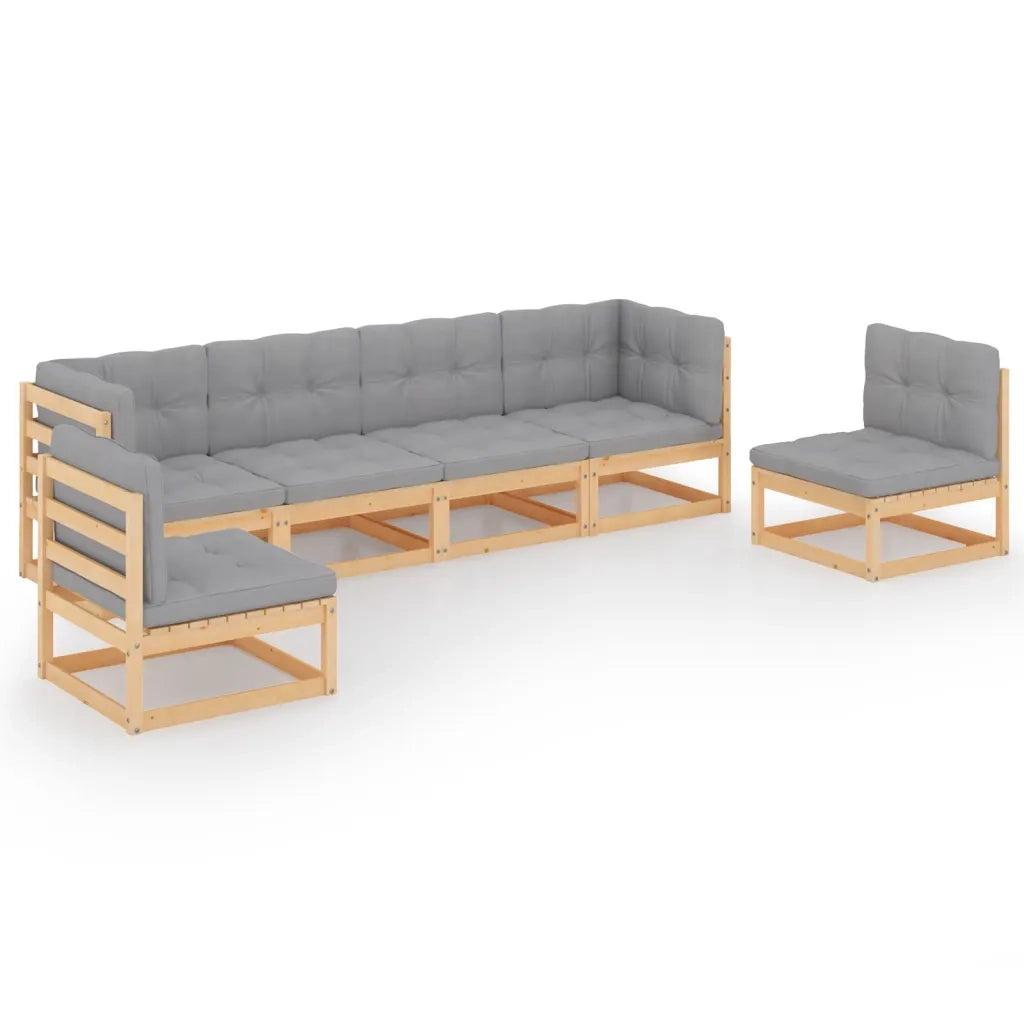 Set Divani da Giardino 6 pz con Cuscini Legno Massello Pino 3076449