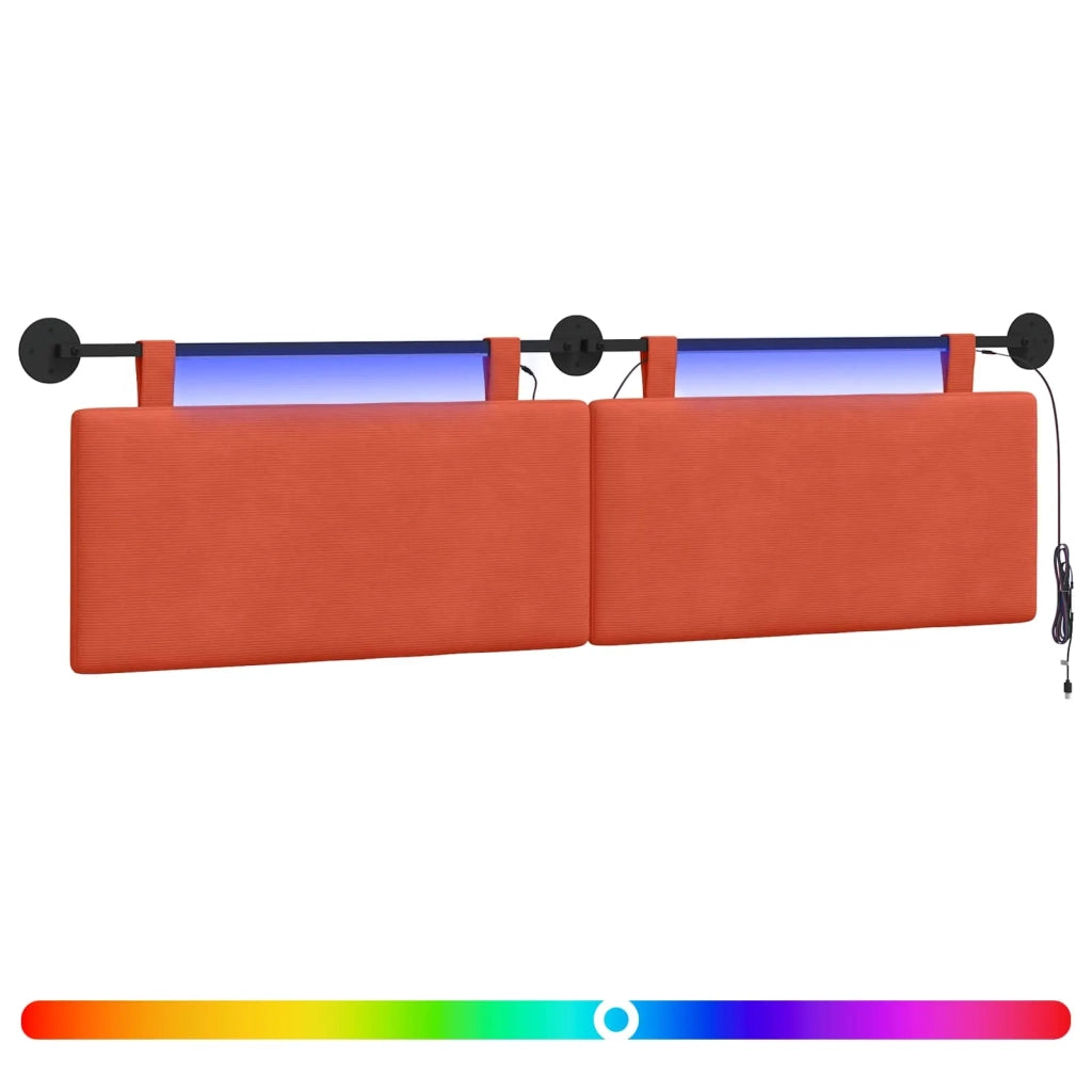 Testiera sospesa Con luce LED Rosso Arancio Tessuto in Cords 3424334
