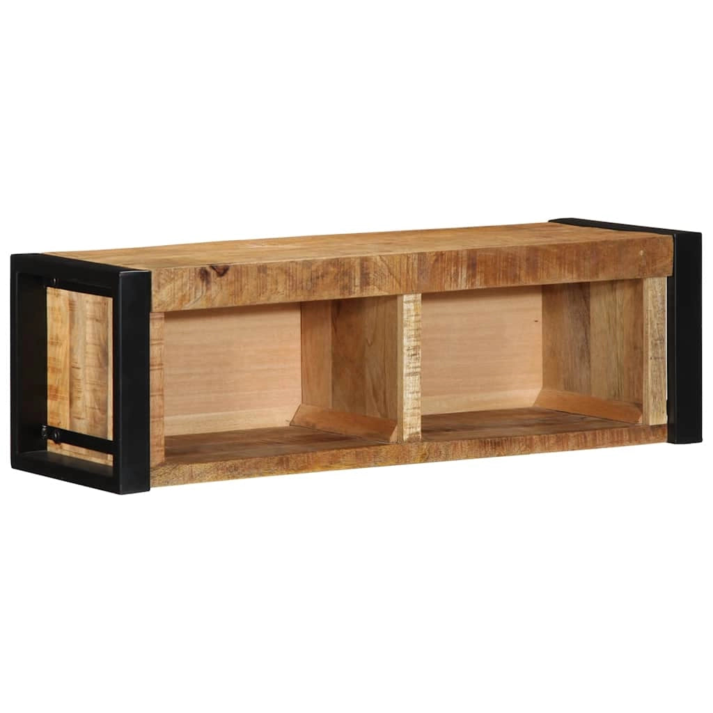 Pratico mobile porta TV da parete con contenitore 80 x 30 x 25 cm in legno massello di mango grezzo 02_0057661
