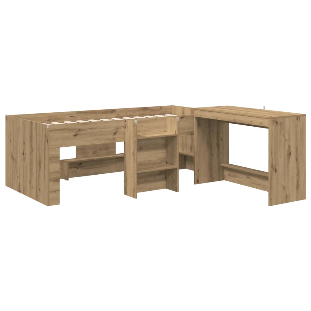 Letto alto per bambini con scrivania 2 pz Rovere Artigianale 3423445