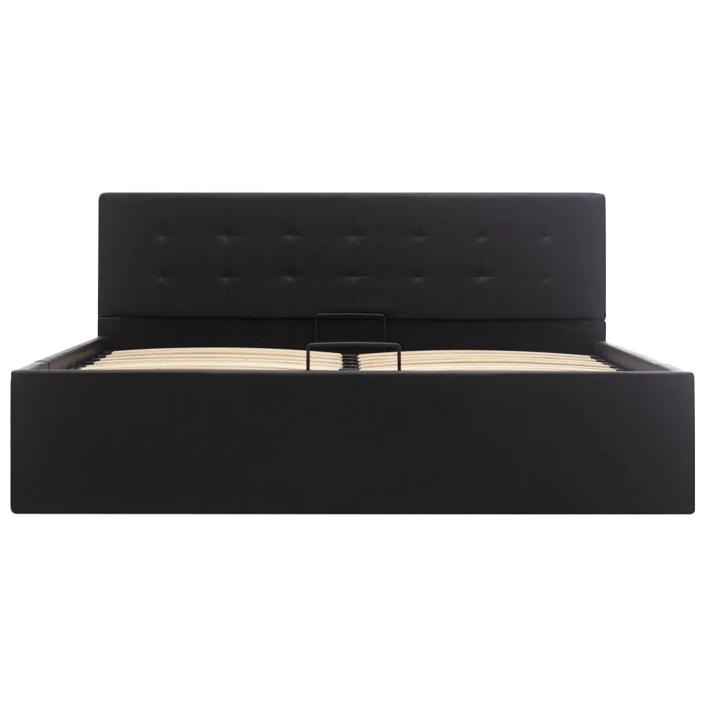 Giroletto con Contenitore Idraulico Nero Similpelle 160x200 cm 285514