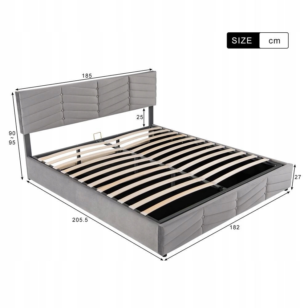 Letto con contenitore 180x200 cm - Xylo - Idraulico velluto grigio