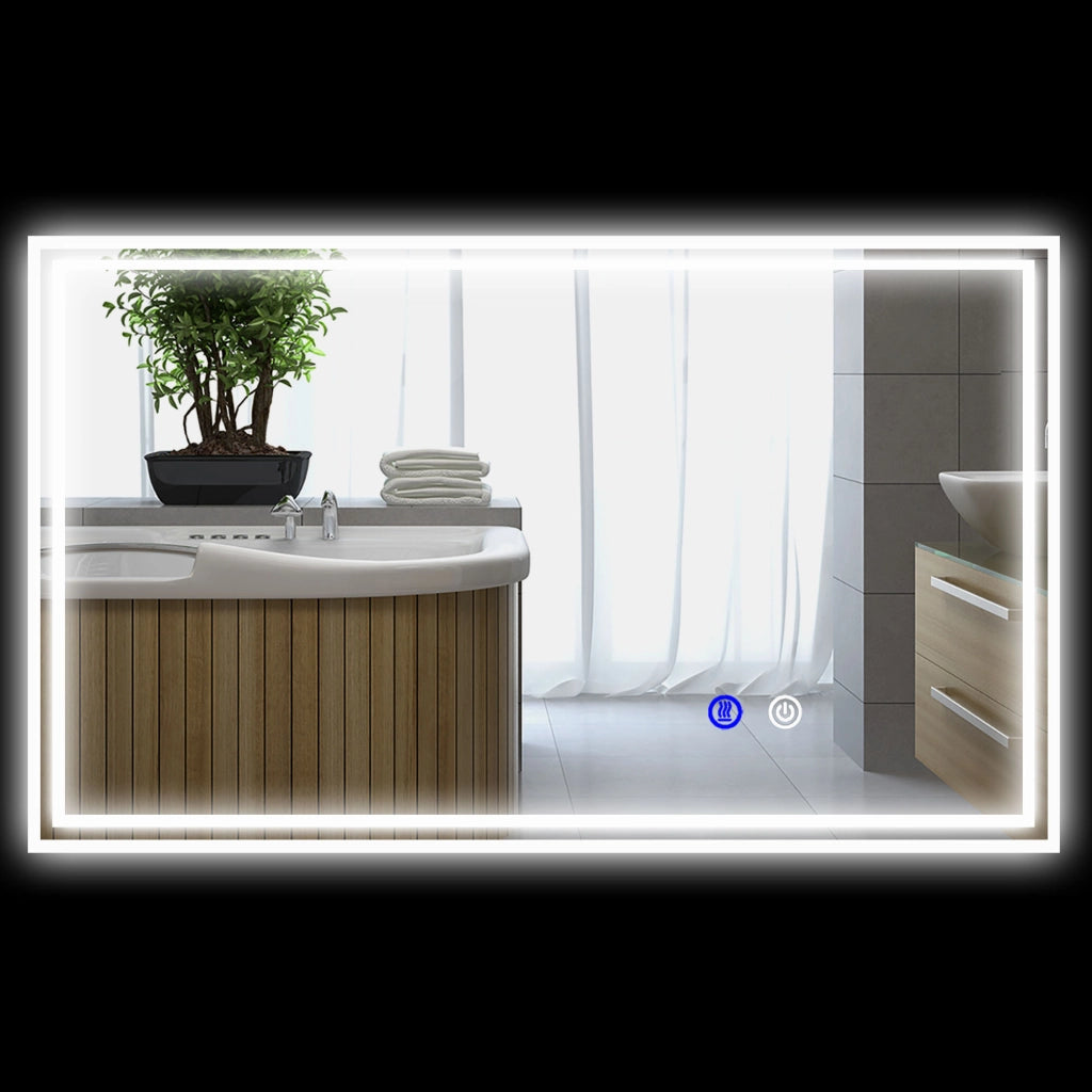 Specchio da bagno LED rettangolare ¨C Zephmum ¨C Bianco 100x60 cm
