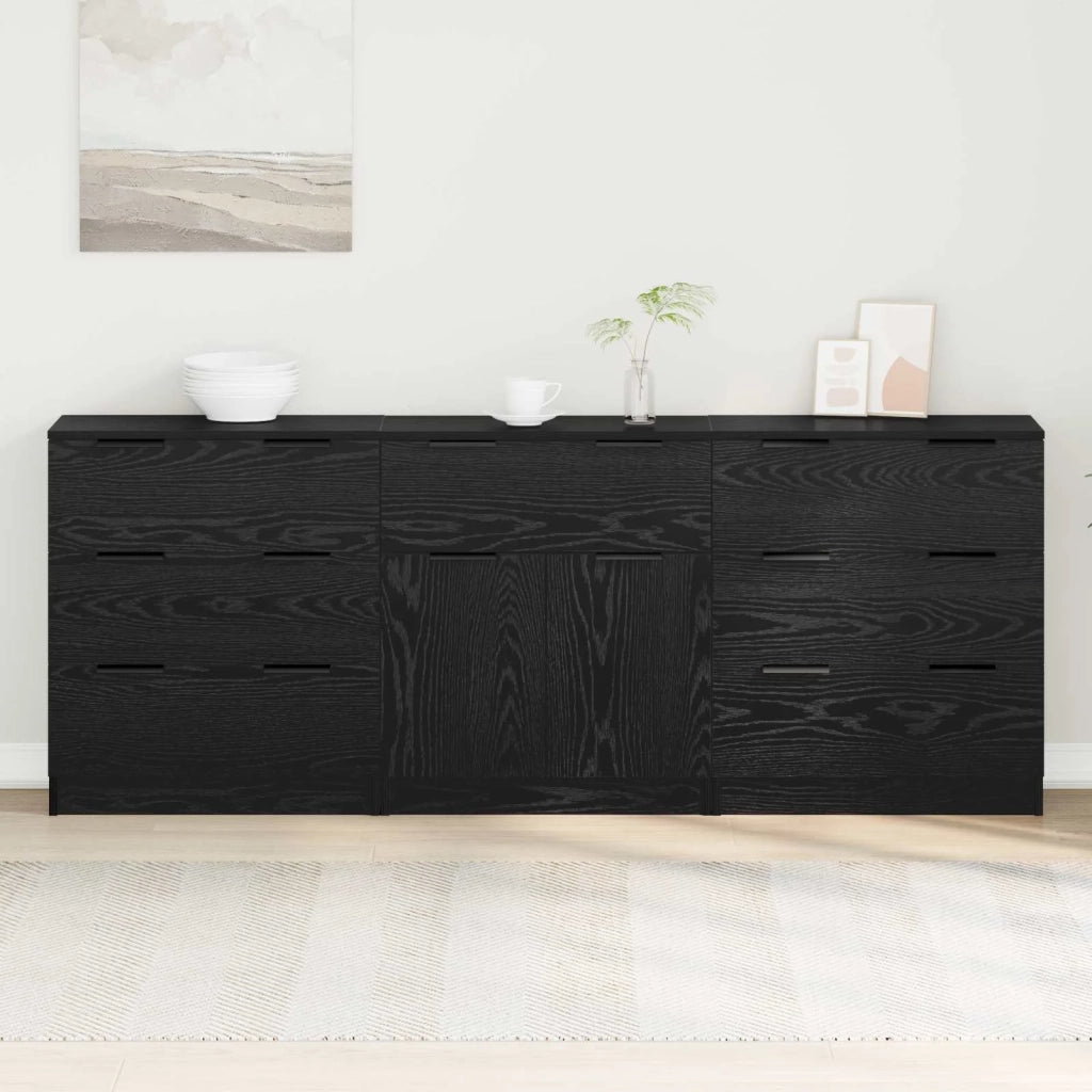 Credenza 3 pcs Rovere Nero 181 x 30 x 70 cm Legno multistrato 3332521
