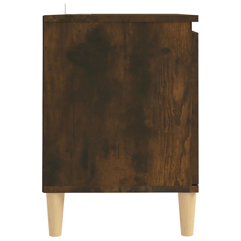 Mobile TV | Armadietto TV | Mobile Porta TV con Gambe in Legno Massello Rovere Fumo 103,5x35x50cm