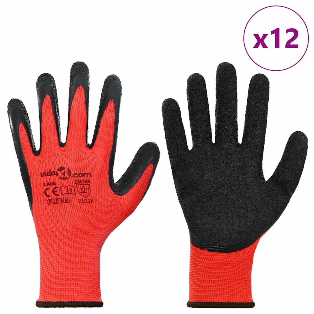 Guanti da Lavoro 12 pz Rosso e Nero 8 / m CFW2759304