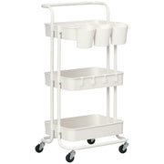 Carrello Multiuso con Cassetti e Ruote ¨C zephmum ¨C Bianco 42x38x86,5 cm