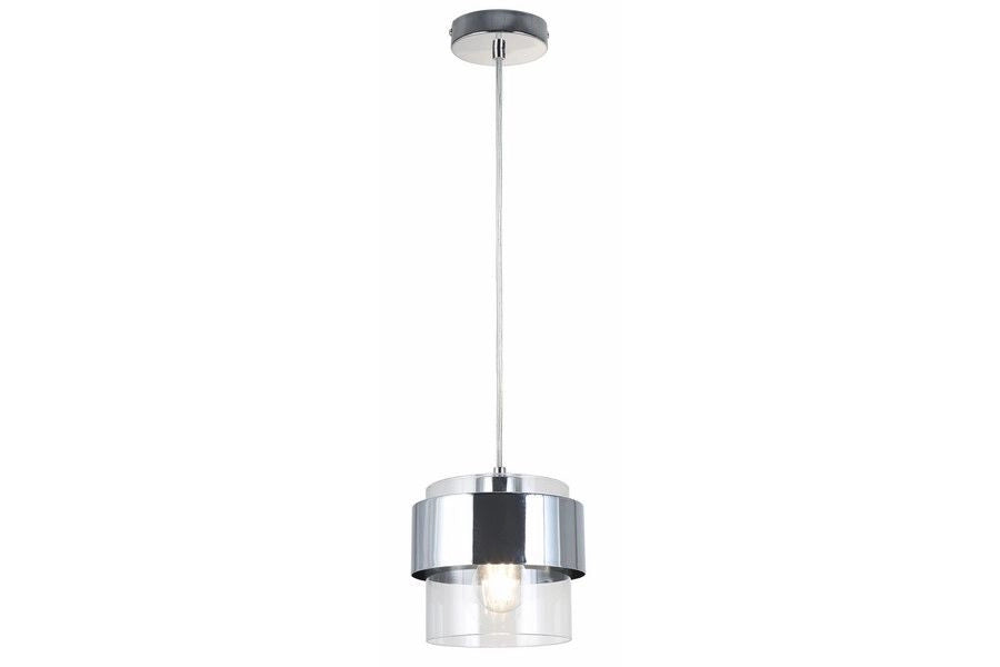 Lampada a sospensione cromata vetro Quan E27 40W Reality