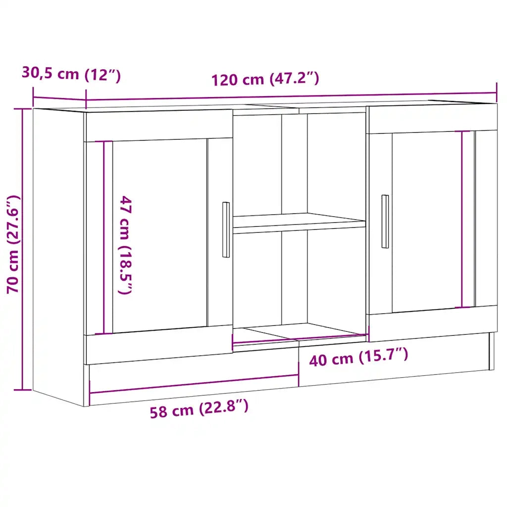 Credenza Legno Antico 120x30,5x70 cm in Truciolato 856164
