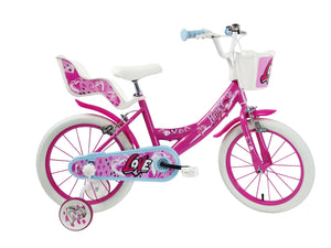 SCH HEART 16", bicicletta per bambini, adatta tra i 5 e i 7 anni, per altezza tra 105 e 135 cm, con cestino, campanello 