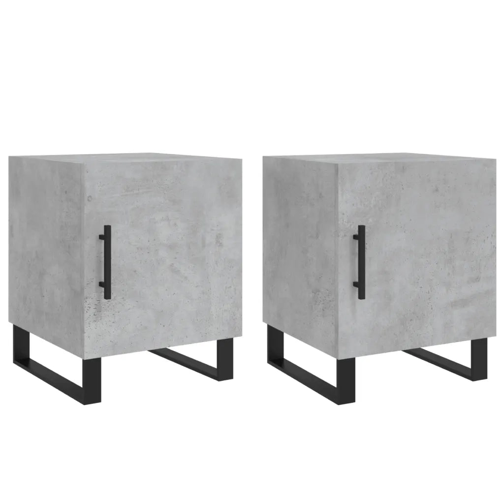Comodini 2 pz-Set di 2 Tavolino da notte Grigio Cemento 40x40x50 cm in Legno Multistrato 100735