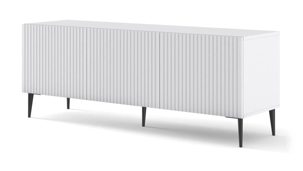 MOBILE RAVENNA B PORTA TV IN MDF RIVESTITO IN FOGLIO 3D 150 BIANCO OPACO GAMBE NERE