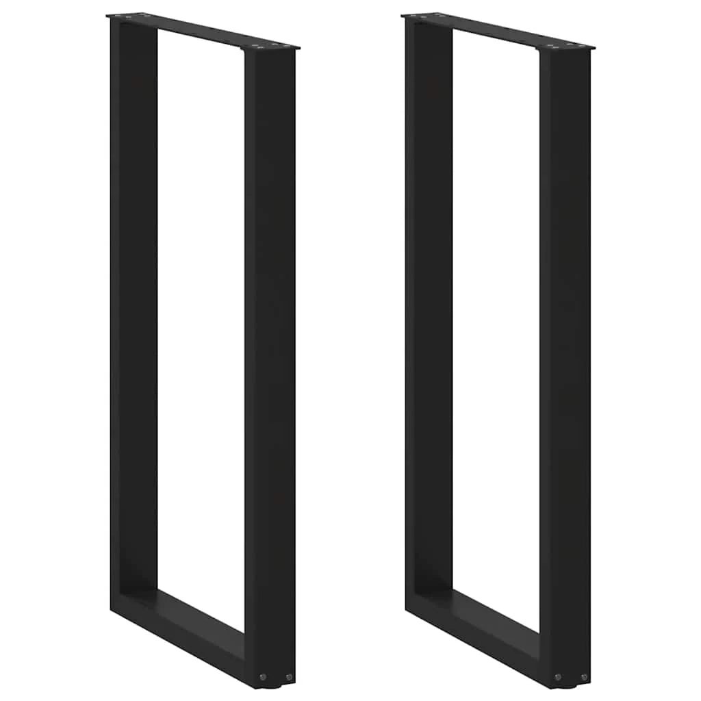 Set di 2 gambe per tavolo da bar a forma di U 60 x 110 cm con piedini regolabili design moderno in acciaio nero 02_0057488