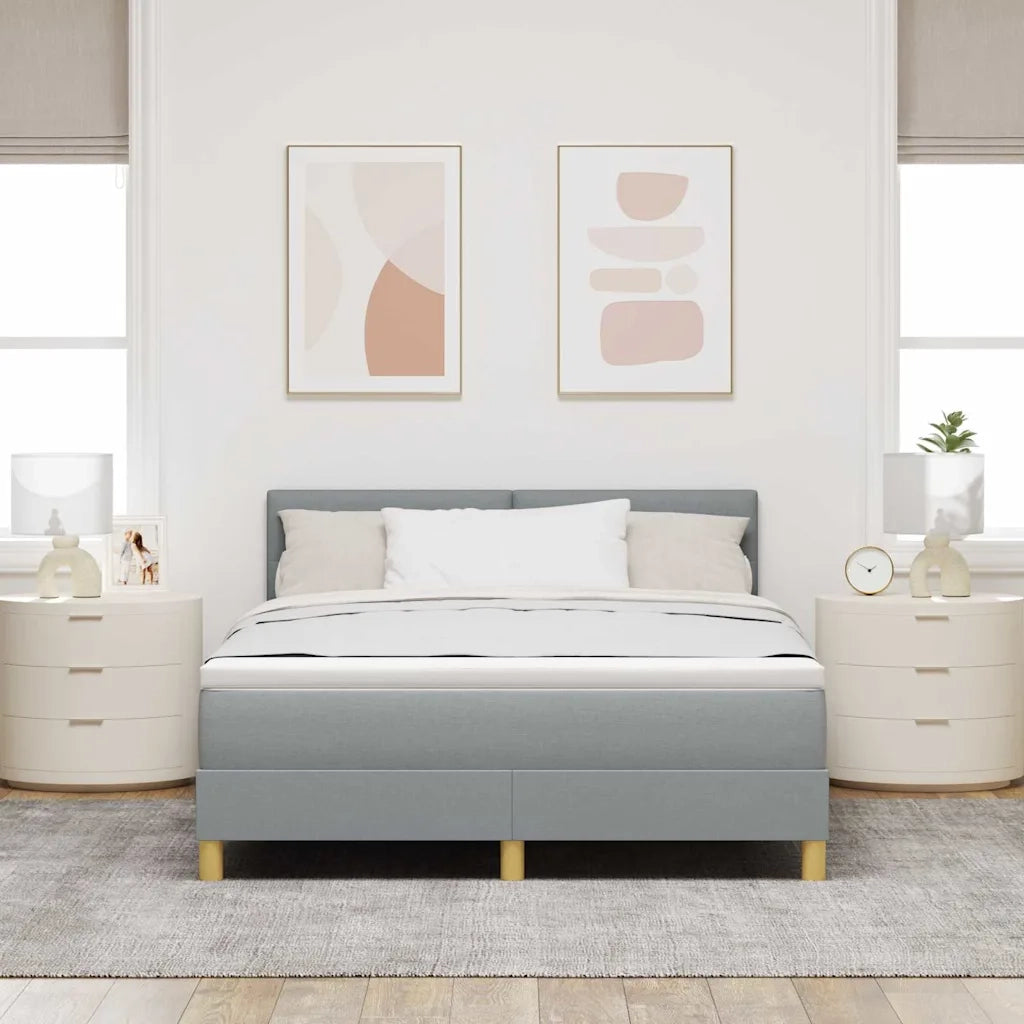 Letto a Sorgente LED con led Grigio chiaro 160 x 200 cm Tessuto