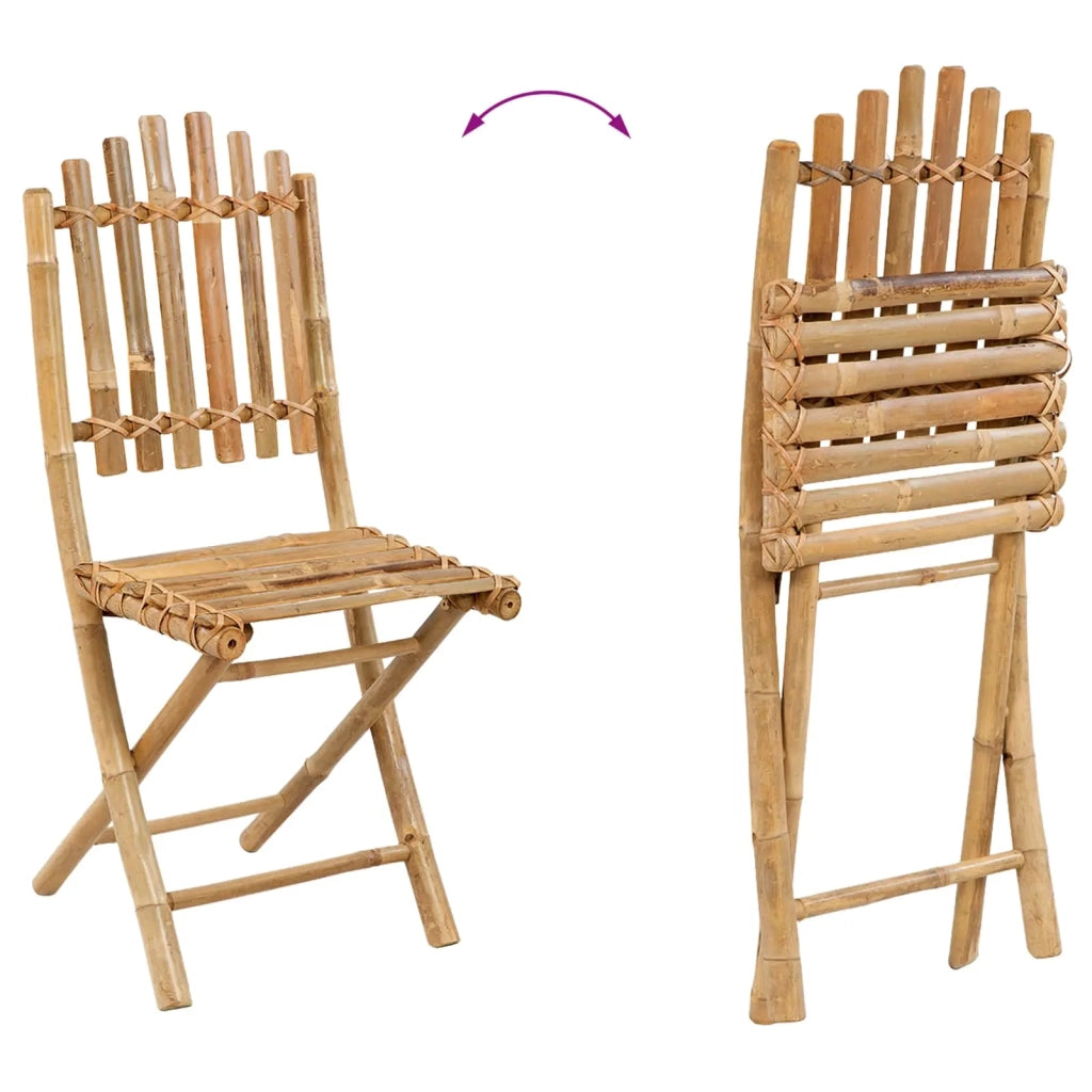 Set da pranzo da giardino pieghevole 3 pz Naturale Bambù 3468662