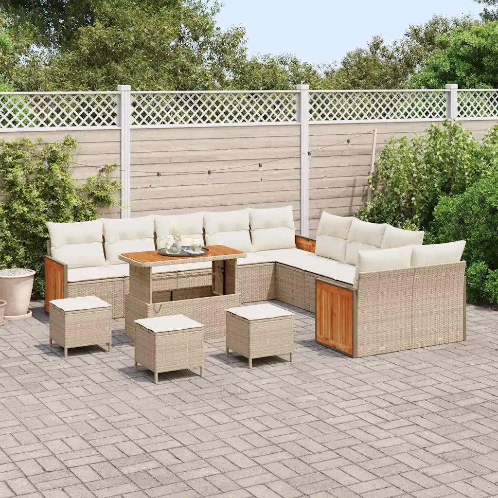 Set Divano da Giardino 18 pcs Beige e Crema polyrattan 3365321