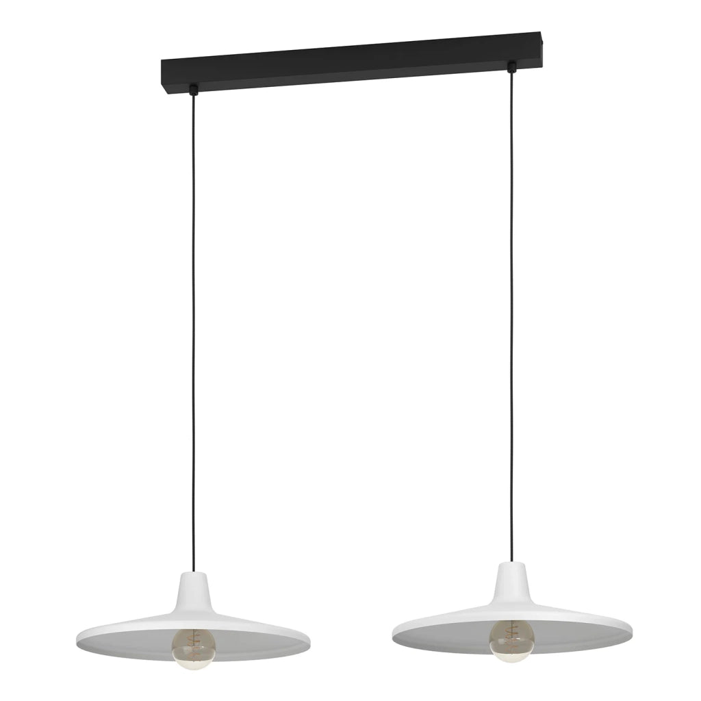 Lampadario A Sospensione Contemporaneo Miniere Acciaio Nero Grigio 2 Luci E27