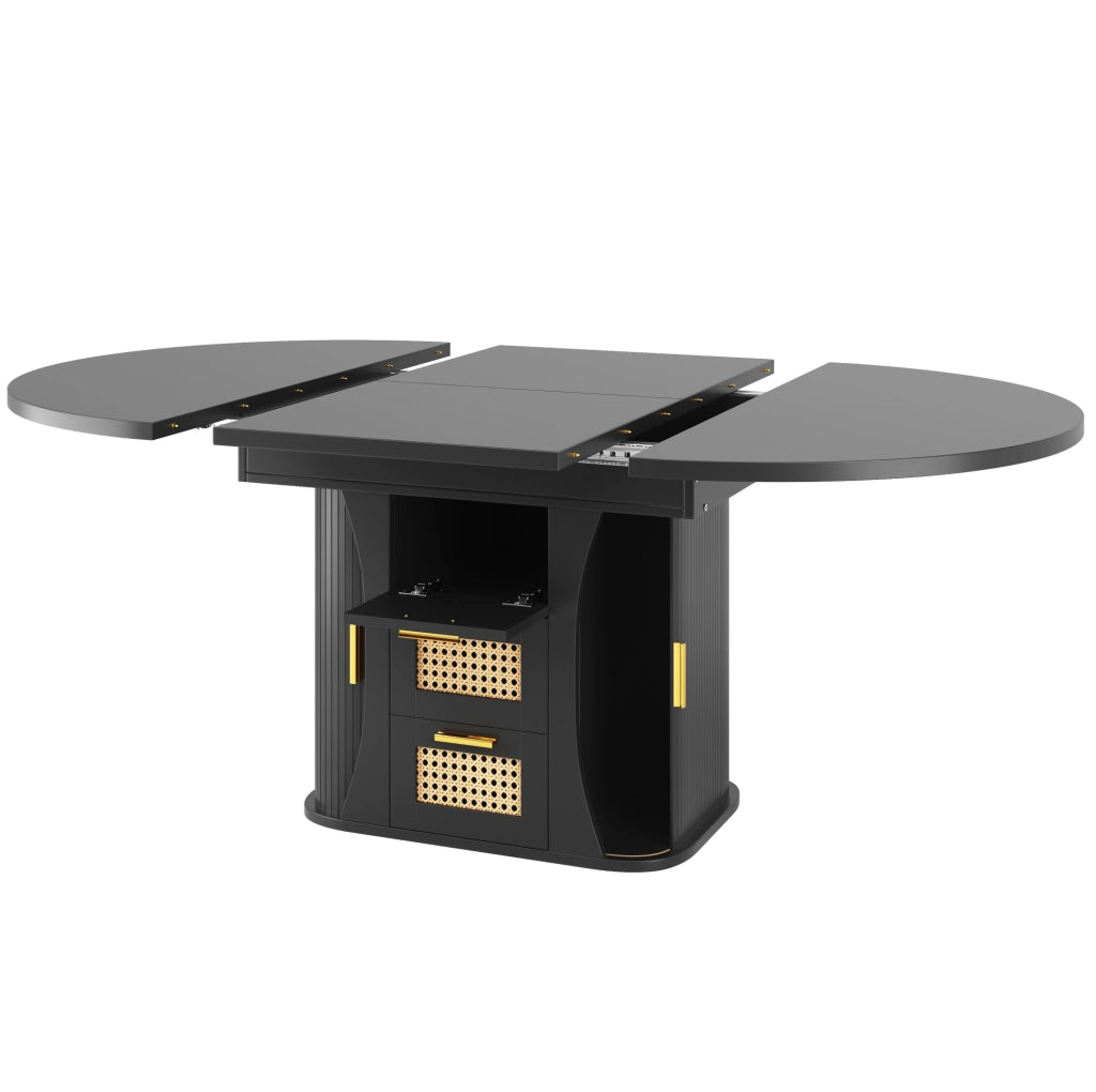 Tavolo da pranzo allungabile 118/158x118 cm con cassetti in MDF nero