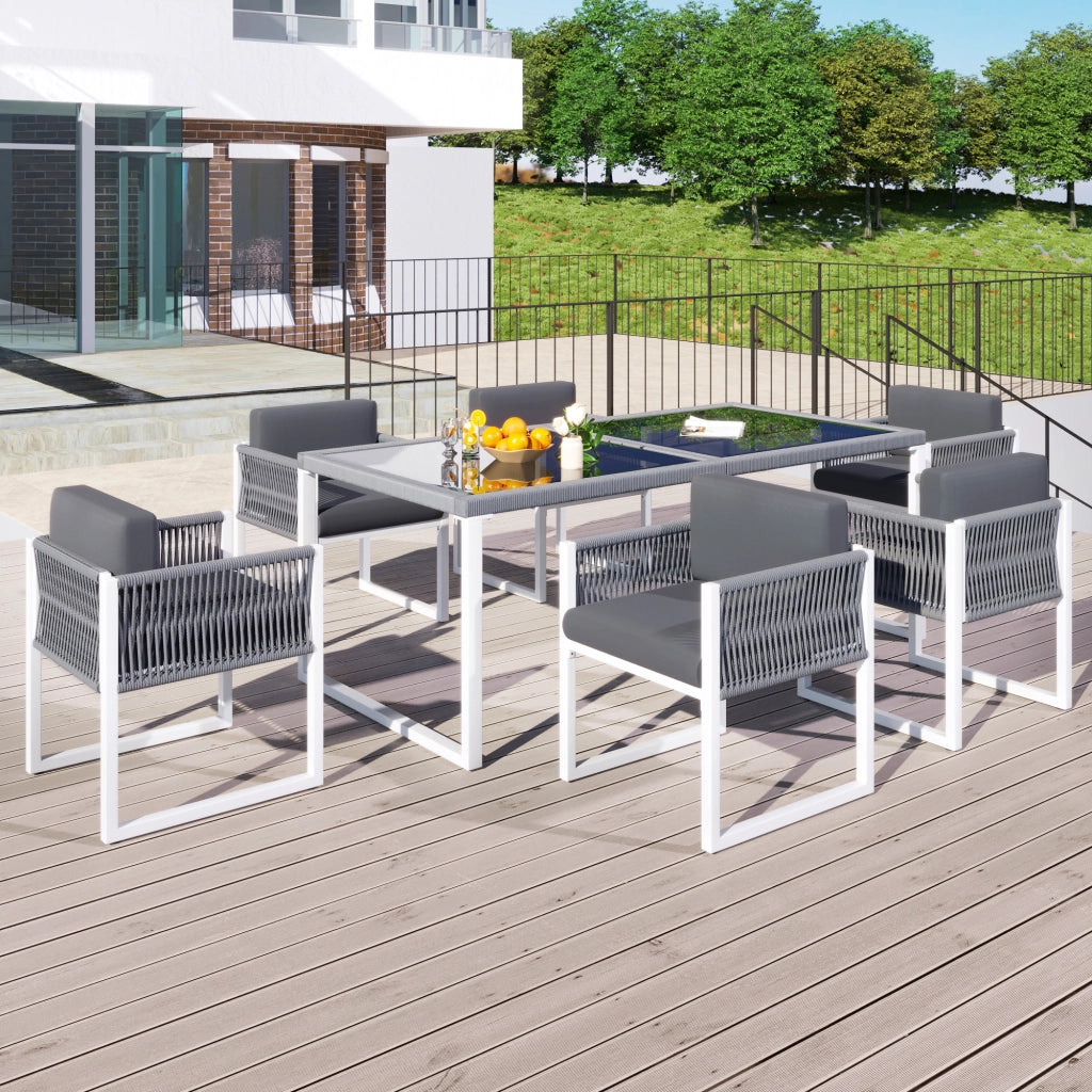 Set Pranzo da Giardino 6 Posti con Poltrone e Cuscini ¨C MINIMAL ¨C Polyrattan