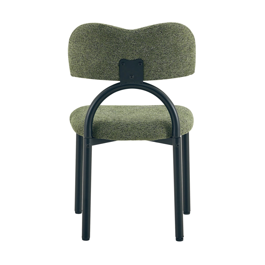 Set di 2 sedie da pranzo - con seduta e schienale imbottiti - in tessuto verde