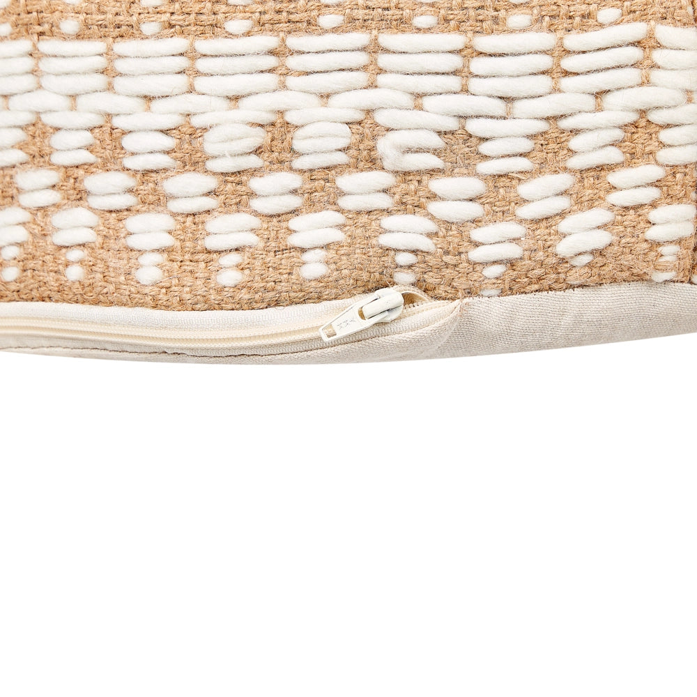 Pouf Beige Juta EPS Riempimento Rotondo ø 50 cm Ottomana intrecciata a mano con frange Stile Boho