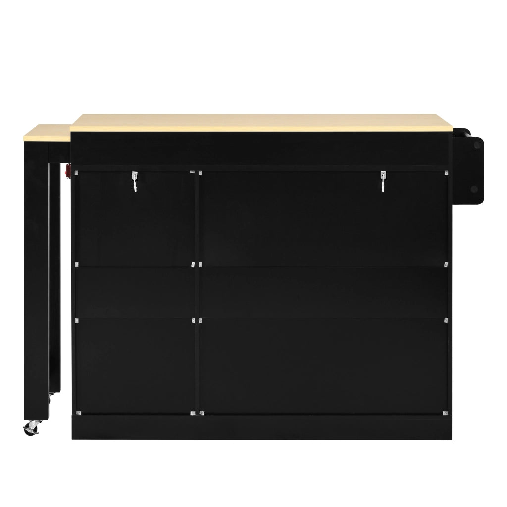Carrello da cucina con piano estraibile, 3 cassetti, ripiani regolabili e portaspezie per cucina e pranzo, in MDF e PB, nero