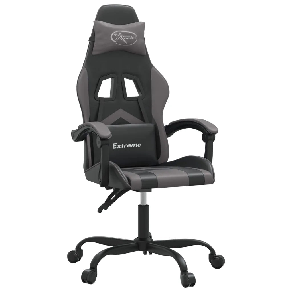 Sedia da Gaming | Sedia da e-sports Girevole Nera e Grigia in Similpelle