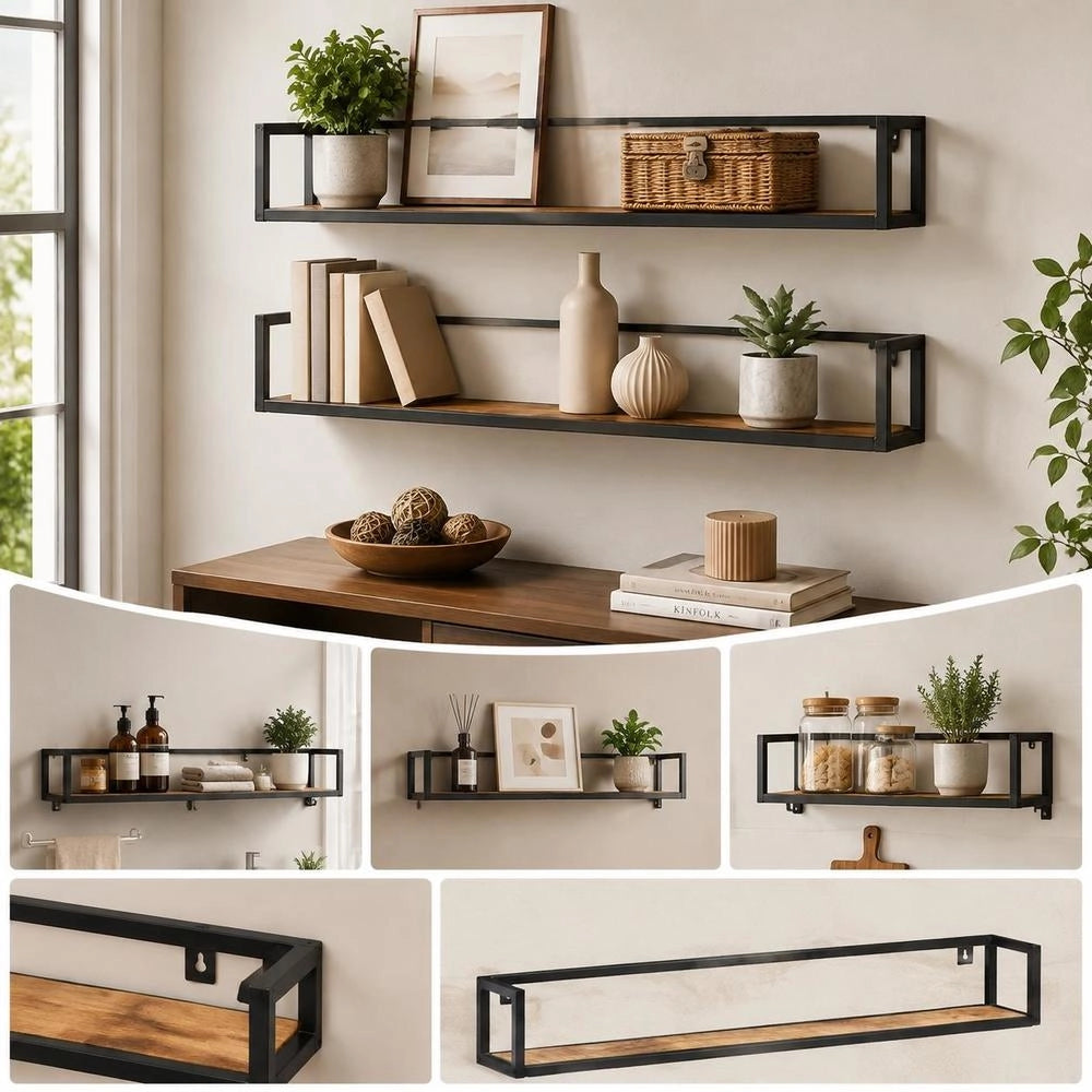 Wall Shelves 2 Pcs 120 Cm Rough Mango Wood