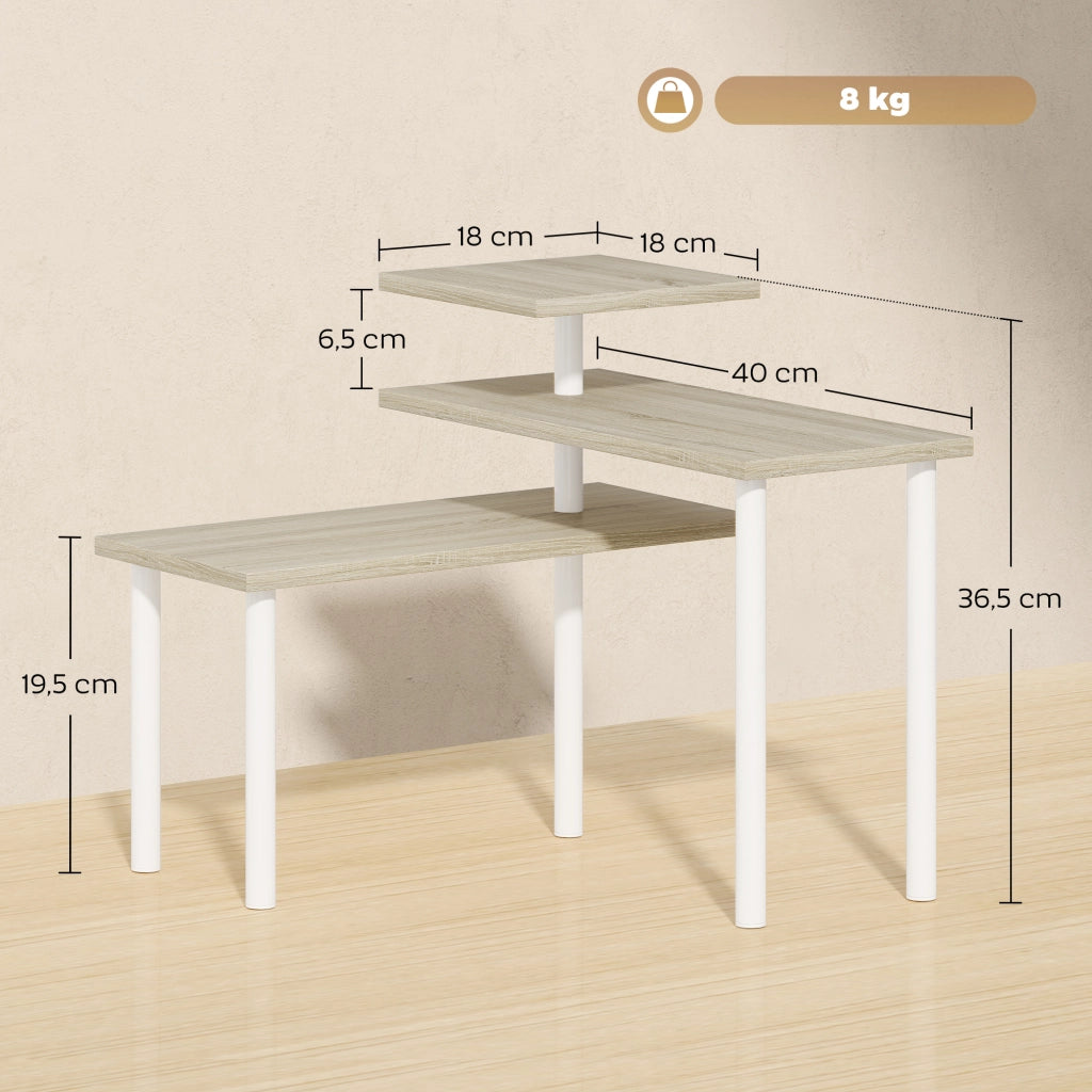 Scaffale a 3 Livelli con Ripiani Girevoli ¨C zephmum ¨C Metallo Naturale 60x30x80 cm