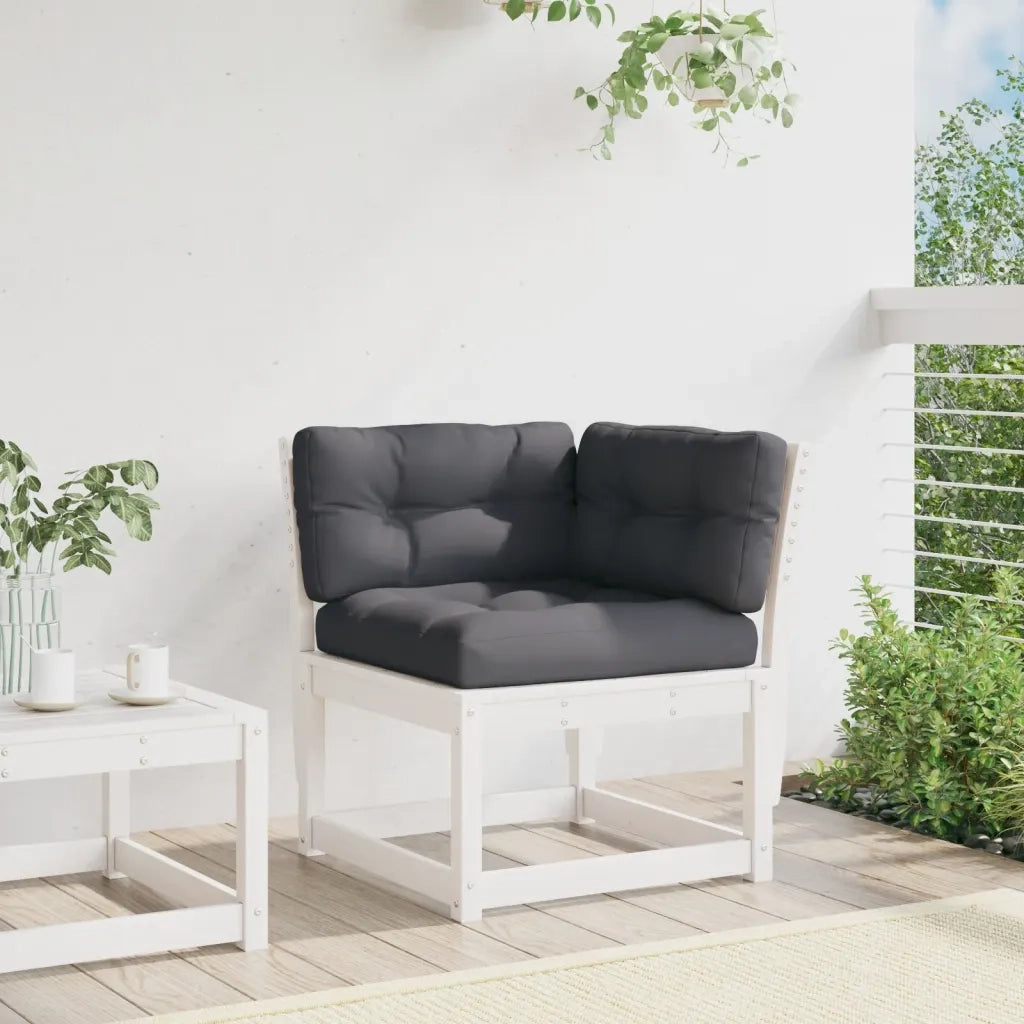 Divano Angolare Giardino Cuscini-Sofa da Giardino-Divanetto da esterno Bianco 73x73x78 Massello Pino