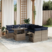 Set Divani da Giardino 9 pz con Cuscini Grigio in Polyrattan 3267801