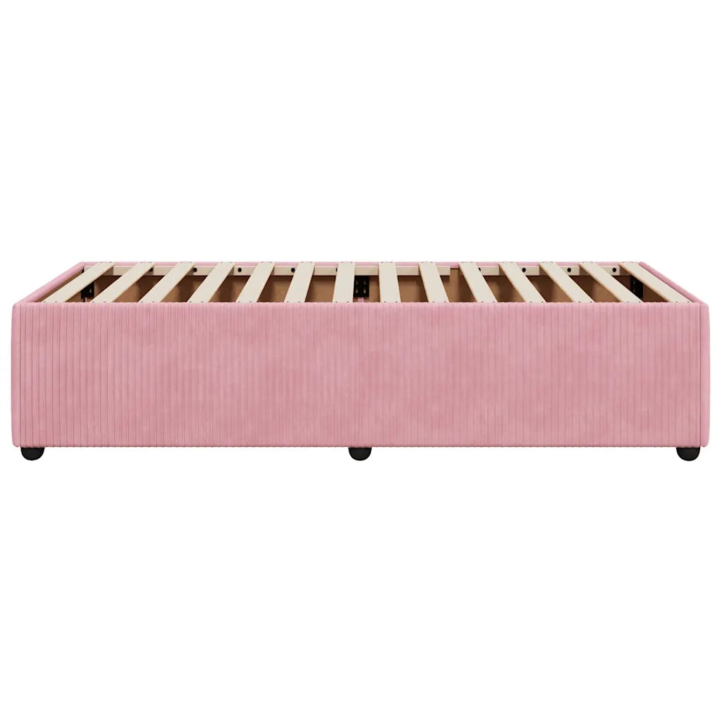 Letto singolo | Letto per adulti | Giroletto Rosa 100x200 cm in Velluto